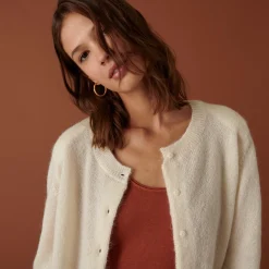 Maison Montagut Cardigan Boutonne Avec Epaulettes En Mohair - Aloise><noscript><img width=