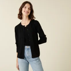 Maison Montagut Cardigan Boutonne Col Rond A Poches En Laine Merinos - Amalia><noscript><img width=