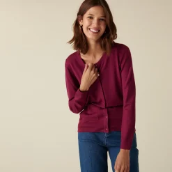 Maison Montagut Cardigan Boutonne Col Rond A Poches En Laine Merinos - Amalia><noscript><img width=