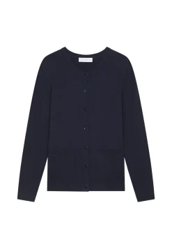 Maison Montagut Cardigan Boutonne Col Rond A Poches En Laine Merinos - Amalia><noscript><img width=