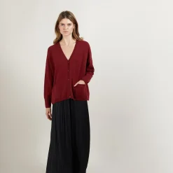 Maison Montagut Cardigan Col V En Cachemire - Brune><noscript><img width=