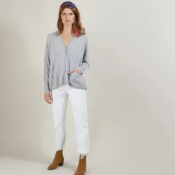 Maison Montagut Cardigan Col V En Cachemire - Brune><noscript><img width=