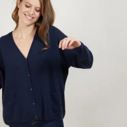 Maison Montagut Cardigan Col V En Cachemire - Brune><noscript><img width=