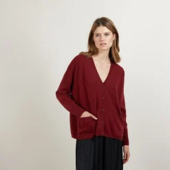 Maison Montagut Cardigan Col V En Cachemire - Brune><noscript><img width=