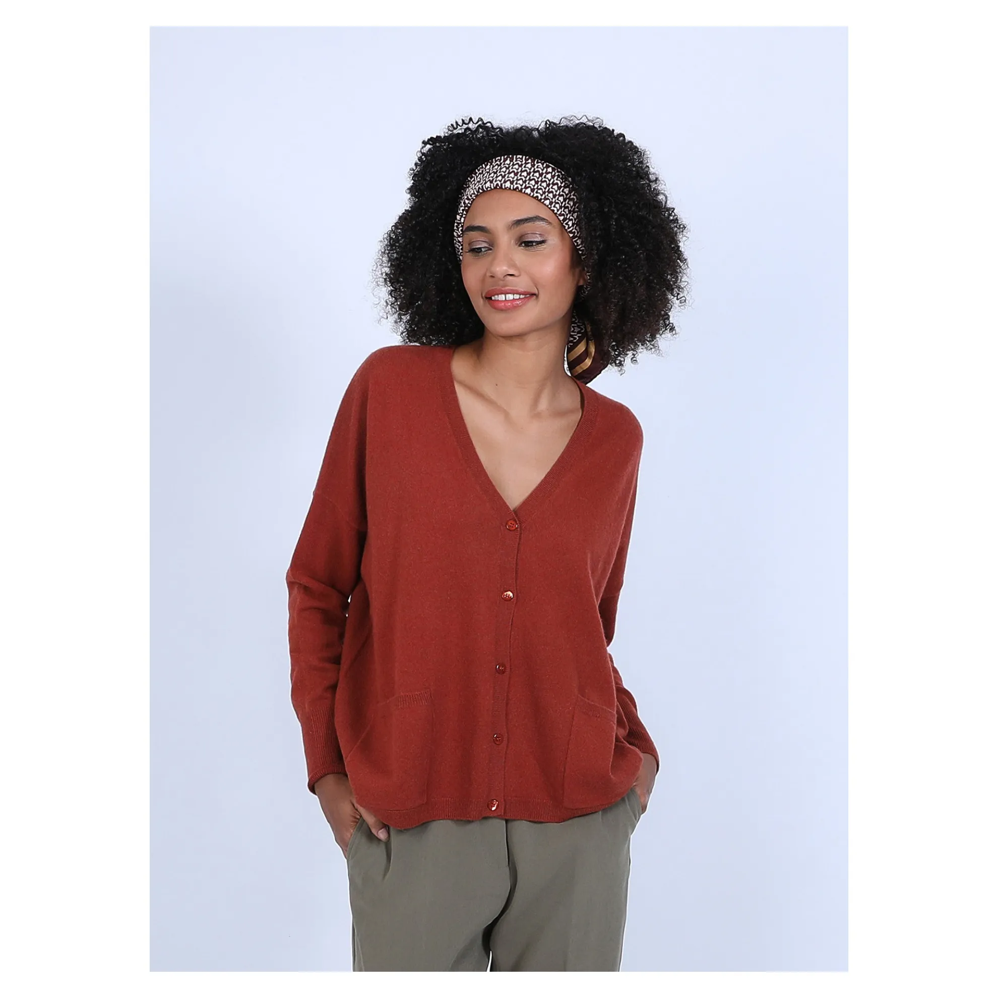 Maison Montagut Cardigan Col V En Cachemire - Brune>Femme Vestes Et Gilets