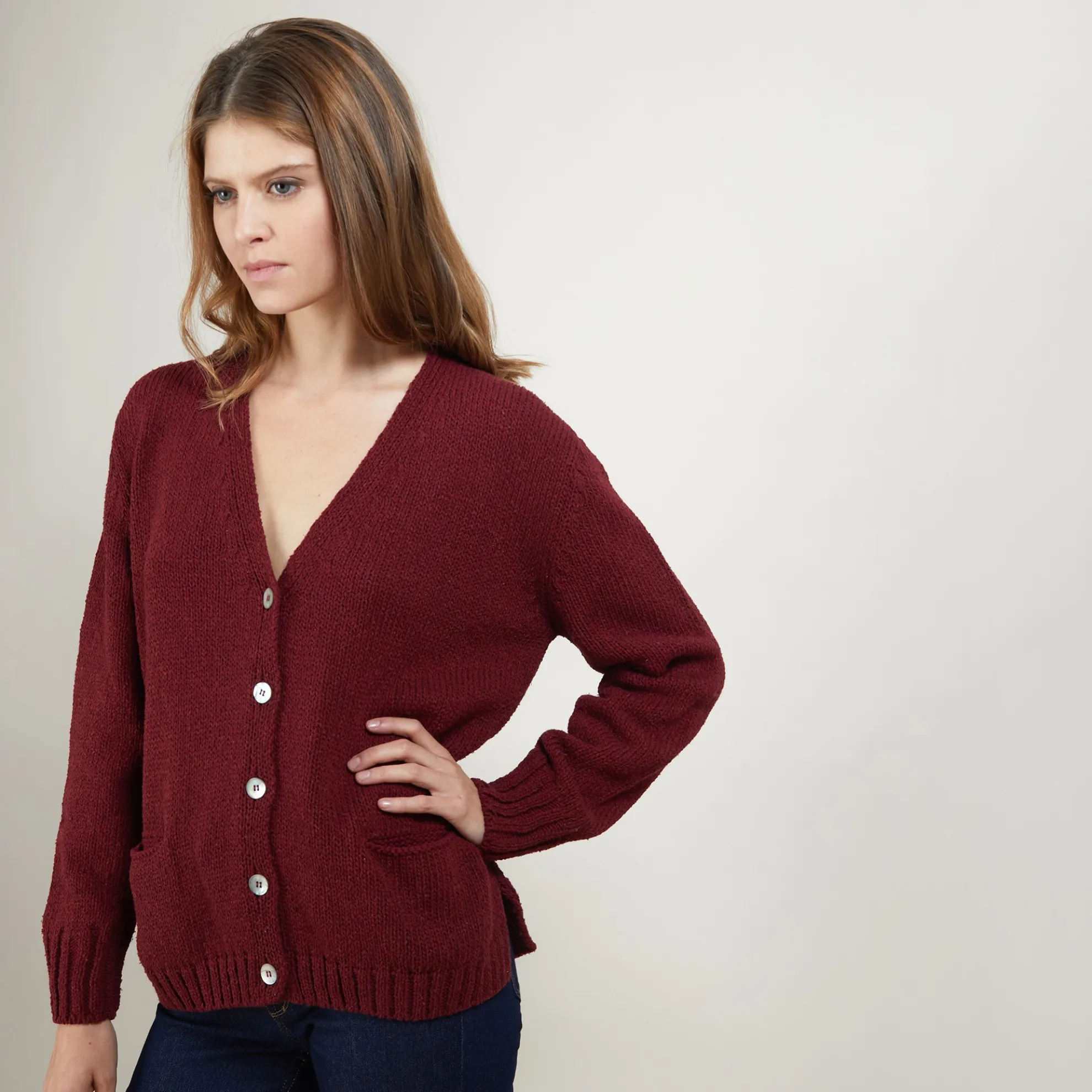 Maison Montagut Cardigan Col V En Laine Et Soie - Bilan>Femme Pulls
