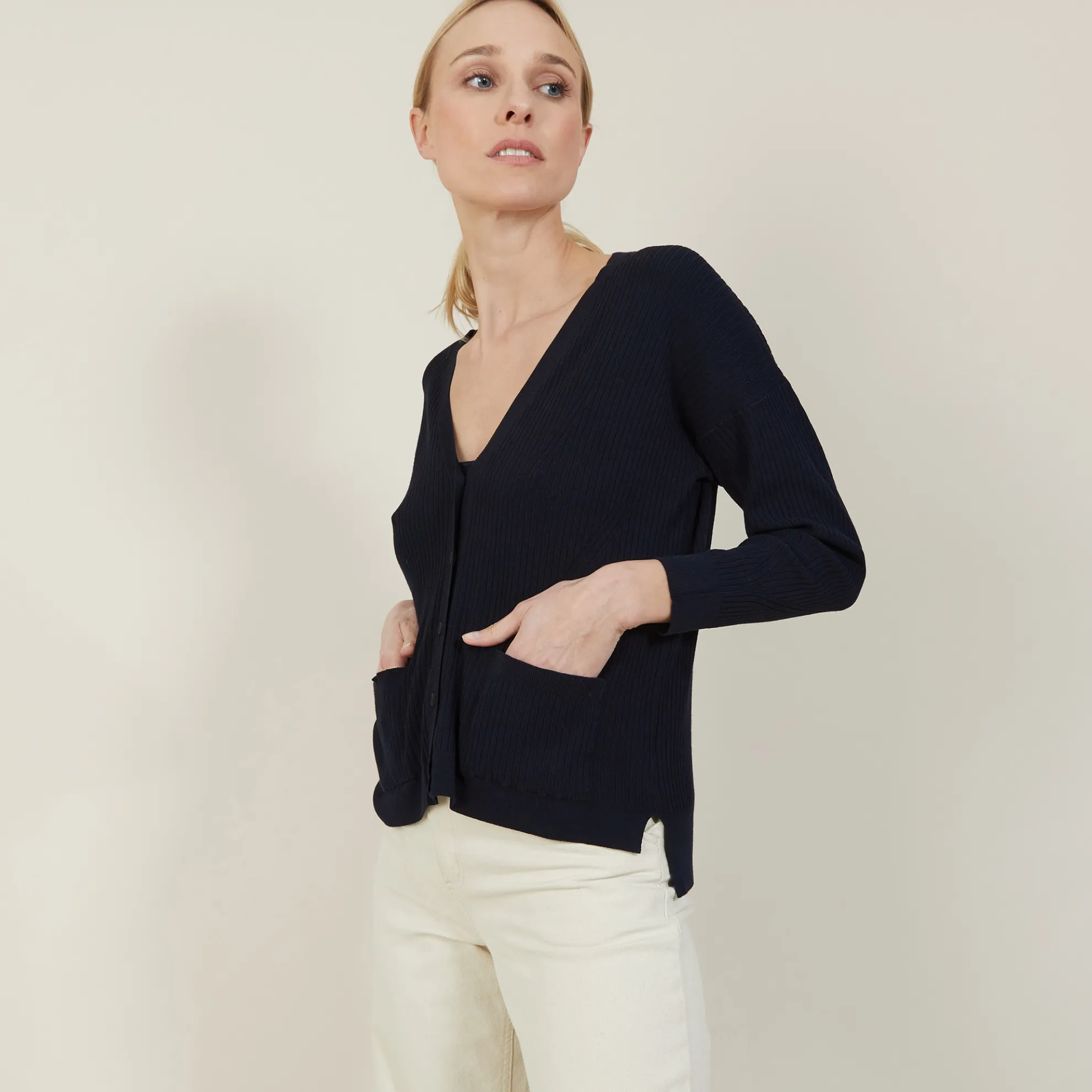 Maison Montagut Cardigan Court A Cotes - Bolivar>Femme Vestes Et Gilets