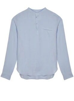 Maison Montagut Chemise Col Tunisien En Lin - Romeo>Homme Chemises