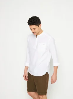 Maison Montagut Chemise Col Tunisien En Lin - Romeo><noscript><img width=