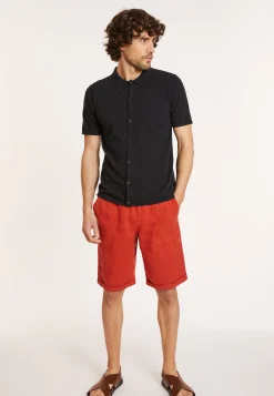 Maison Montagut Chemise Manches Courtes En Coton Brosse - Dominique><noscript><img width=