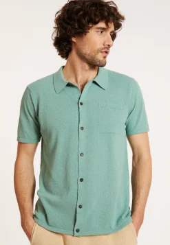 Maison Montagut Chemise Manches Courtes En Coton Brosse - Dominique><noscript><img width=