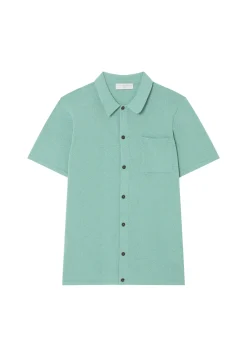 Maison Montagut Chemise Manches Courtes En Coton Brosse - Dominique><noscript><img width=