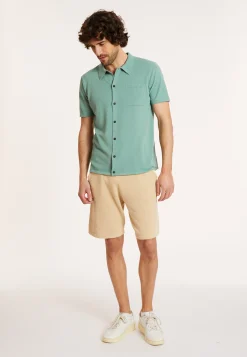 Maison Montagut Chemise Manches Courtes En Coton Brosse - Dominique><noscript><img width=