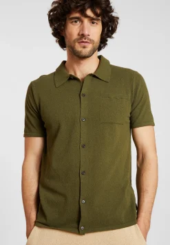 Maison Montagut Chemise Manches Courtes En Coton Brosse - Dominique><noscript><img width=