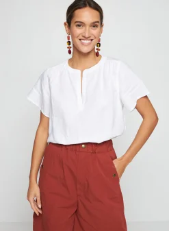 Maison Montagut Chemisier Col Tunisien En Lin - Tonnie><noscript><img width=