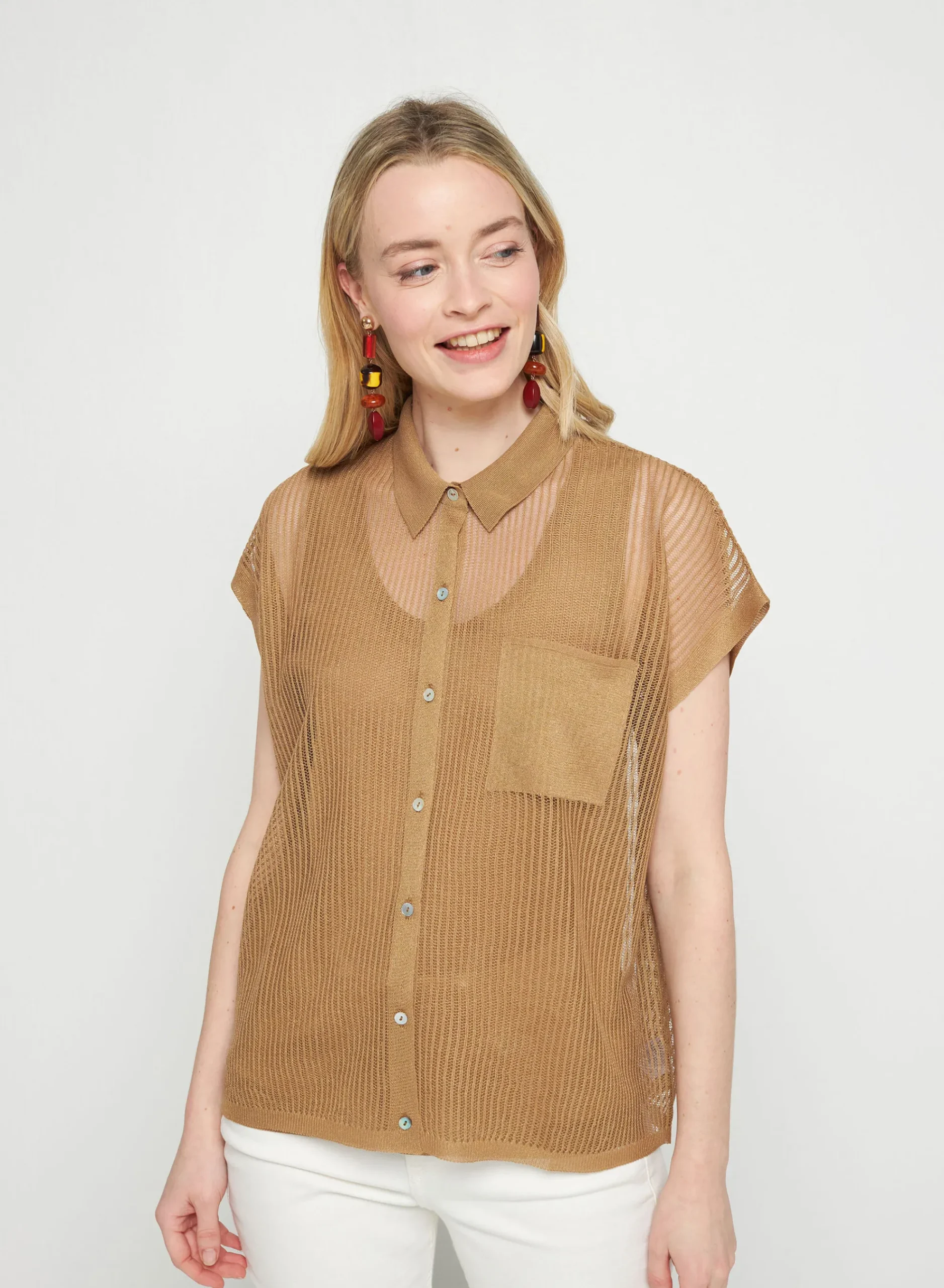 Maison Montagut Chemisier Manches Courtes Effet Irrise - Stacy>Femme T-Shirts