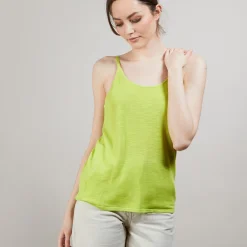 Maison Montagut Debardeur A Fines Bretelles En Lin Flamme - Bajah><noscript><img width=