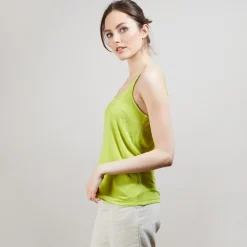 Maison Montagut Debardeur A Fines Bretelles En Lin Flamme - Bajah><noscript><img width=