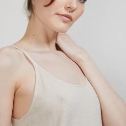 Maison Montagut Debardeur A Fines Bretelles En Lin Flamme - Bajah><noscript><img width=