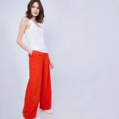 Maison Montagut Debardeur Col Rond En Lin Flamme - Java><noscript><img width=