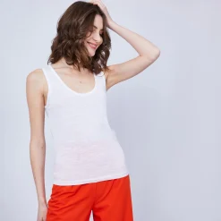 Maison Montagut Debardeur Col Rond En Lin Flamme - Java><noscript><img width=