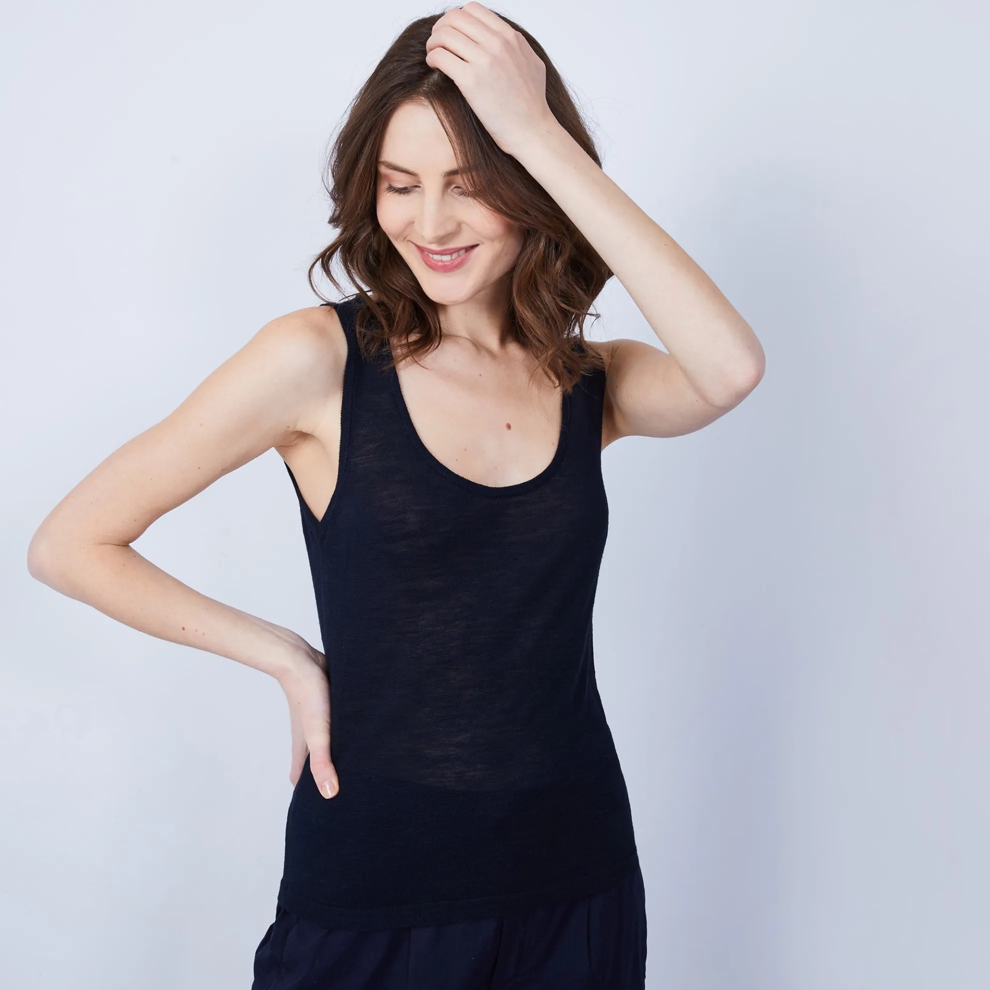 Maison Montagut Debardeur Col Rond En Lin Flamme - Java>Femme T-Shirts