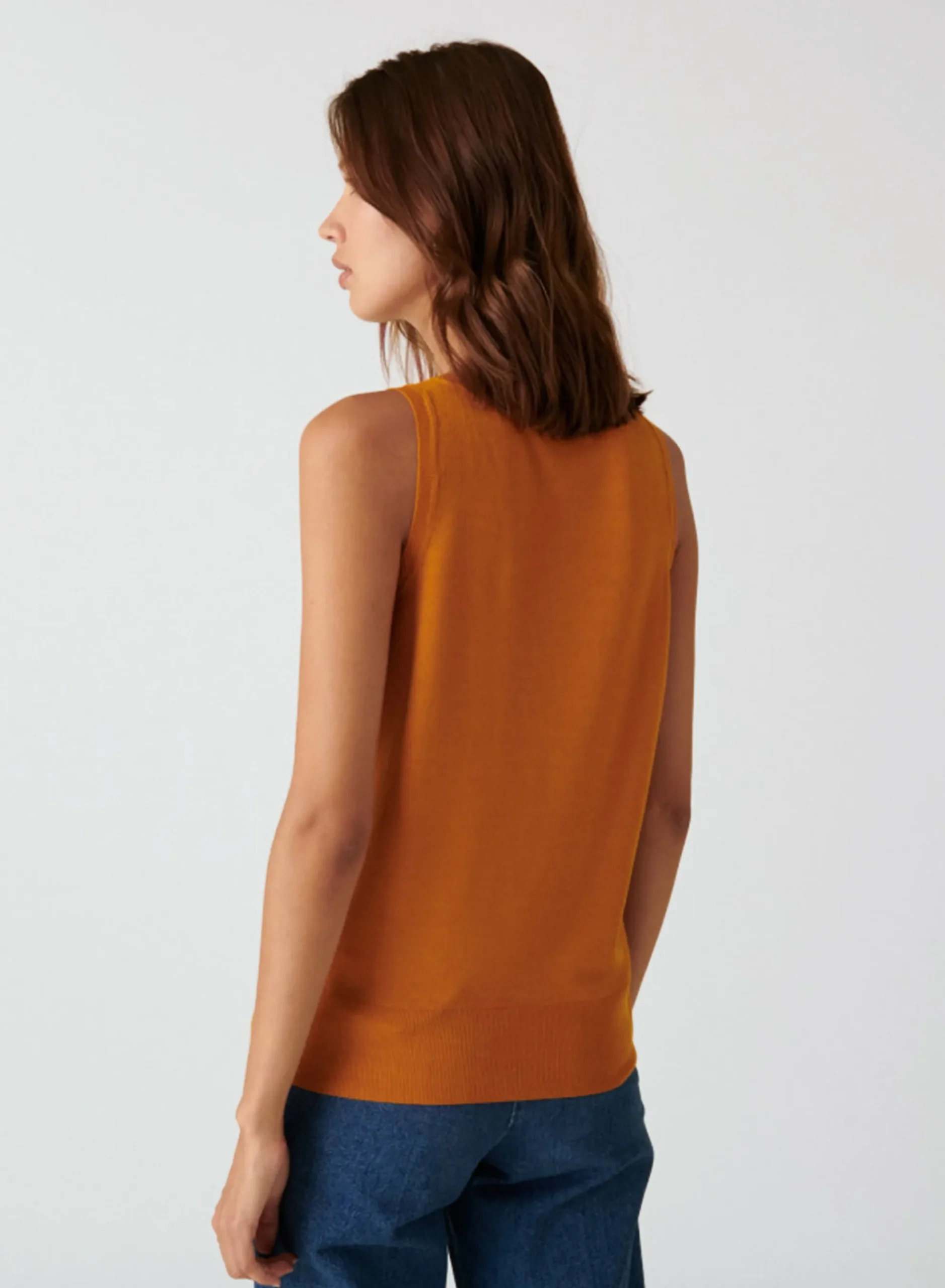 Maison Montagut Debardeur Col V A Point Jersey En Laine Merinos - Atta>Femme Débardeurs