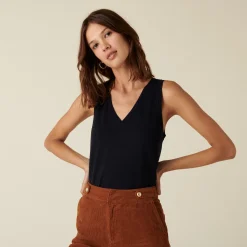 Maison Montagut Debardeur Col V A Point Jersey En Laine Merinos - Atta><noscript><img width=