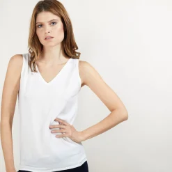 Maison Montagut Debardeur Col V En Laine - Blanchette><noscript><img width=