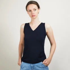 Maison Montagut Debardeur Col V En Laine - Blanchette><noscript><img width=