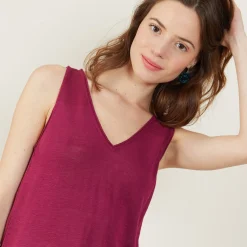 Maison Montagut Debardeur Col V En Lin Flamme - Boreal><noscript><img width=