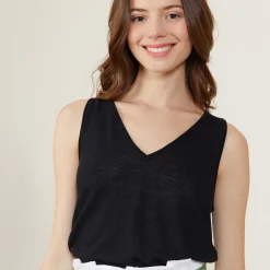 Maison Montagut Debardeur Col V En Lin Flamme - Boreal><noscript><img width=