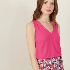 Maison Montagut Debardeur Col V En Lin Flamme - Boreal><noscript><img width=