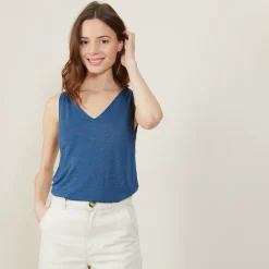 Maison Montagut Debardeur Col V En Lin Flamme - Boreal><noscript><img width=