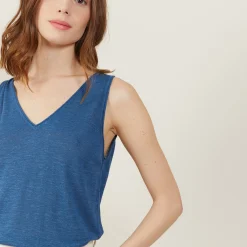 Maison Montagut Debardeur Col V En Lin Flamme - Boreal><noscript><img width=