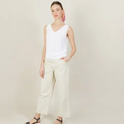 Maison Montagut Debardeur Col V En Lin Flamme - Boreal><noscript><img width=