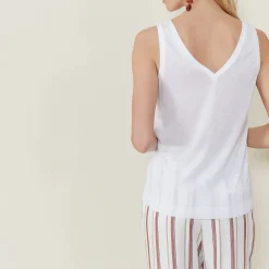 Maison Montagut Debardeur Col V En Lyocell - Blou><noscript><img width=