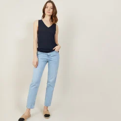 Maison Montagut Debardeur Col V En Lyocell - Blou><noscript><img width=