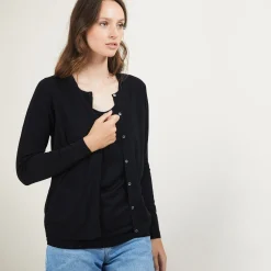 Maison Montagut Gilet Col Rond En Laine Merinos - Betsi><noscript><img width=