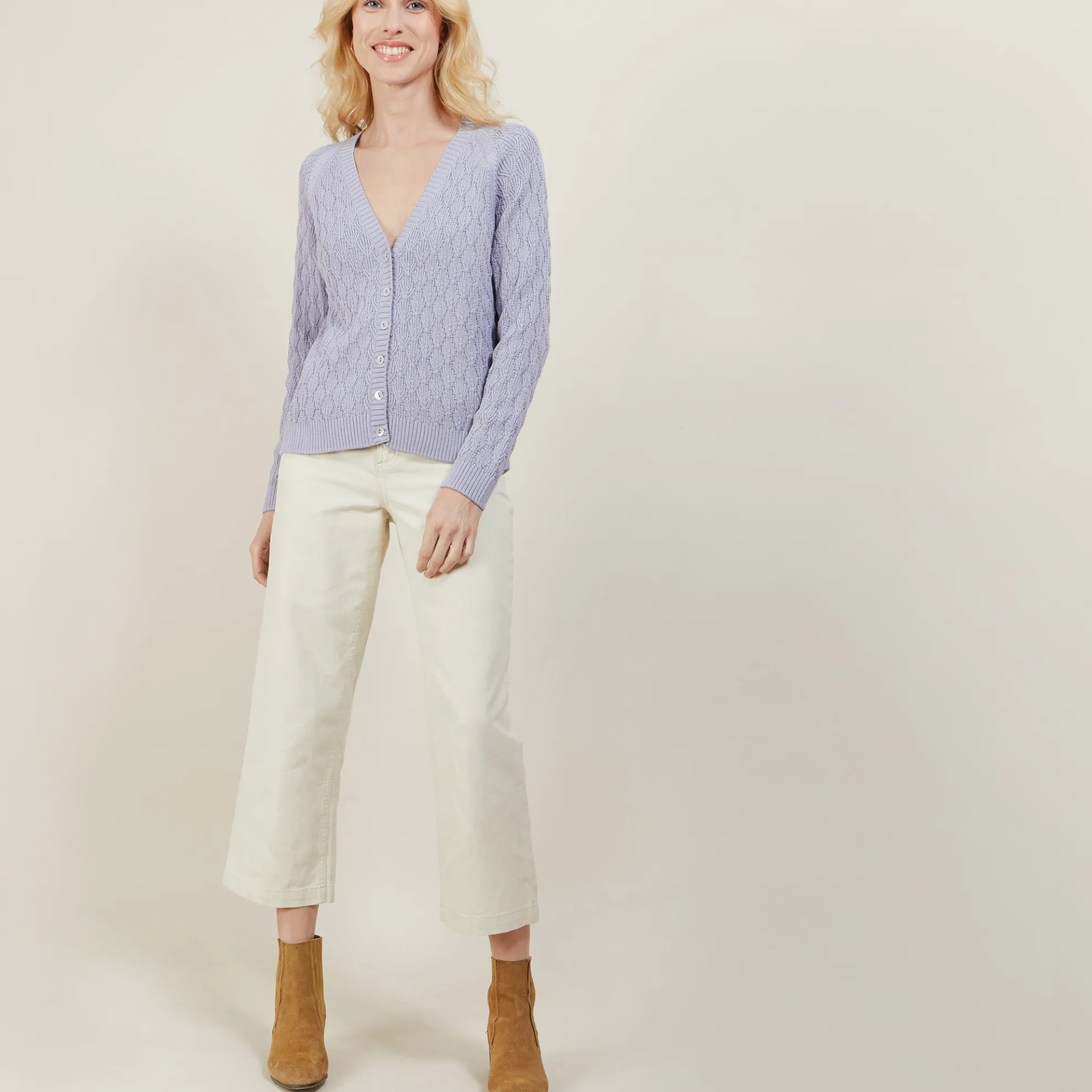 Maison Montagut Gilet Col V En Coton - Abraham>Femme Vestes Et Gilets