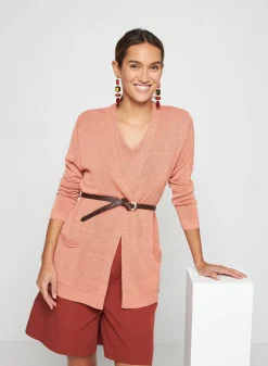 Maison Montagut Gilet Long Avec Poches En Lin Flamme - Tabata><noscript><img width=