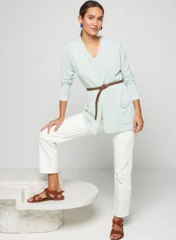 Maison Montagut Gilet Long Avec Poches En Lin Flamme - Tabata><noscript><img width=