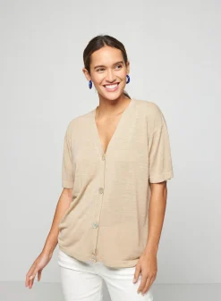 Maison Montagut Gilet Manches Courtes En Lin Flamme - Tanya><noscript><img width=