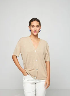 Maison Montagut Gilet Manches Courtes En Lin Flamme - Tanya><noscript><img width=