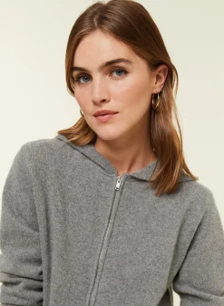 Maison Montagut Gilet Zippe A Capuche En Cachemire Melange - Alfred><noscript><img width=