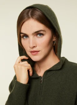 Maison Montagut Gilet Zippe A Capuche En Cachemire Melange - Alfred><noscript><img width=