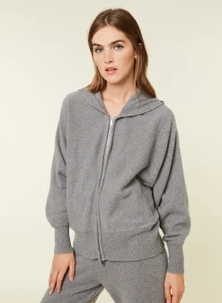 Maison Montagut Gilet Zippe A Capuche En Cachemire Melange - Albin><noscript><img width=