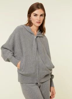 Maison Montagut Gilet Zippe A Capuche En Cachemire Melange - Albin><noscript><img width=