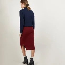 Maison Montagut Jupe Droite A Fentes En Cachemire - Grenade><noscript><img width=