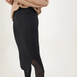 Maison Montagut Jupe Droite A Fentes En Cachemire - Grenade><noscript><img width=